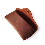 Tan Leather Glasses Case Open View