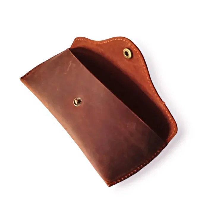 Tan Leather Glasses Case Open View