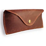 Tan Leather Glasses Case Side View