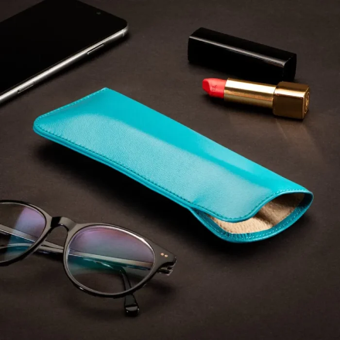 Turquoise Large Leather Glasses Case View