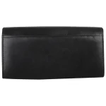 Women's Black-Red Leather Card Holder Wallet Back View