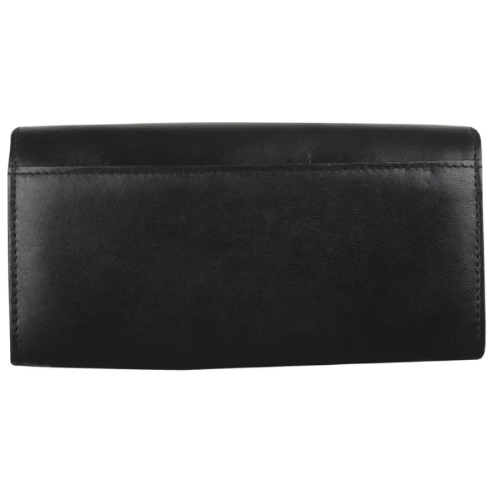 Women'S Black-Red Leather Card Holder Wallet Back View