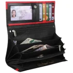 Women's Black-Red Leather Card Holder Wallet Inner View