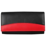 Women's Black-Red Leather Card Holder Wallet