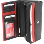 Women's Black-Red Leather Card Holder Wallet View