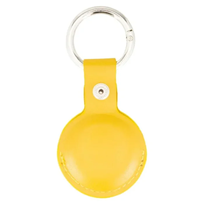 Yellow Leather Airtag Holder Back