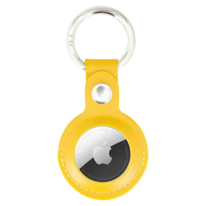 Yellow Leather Airtag Holder Belonging View