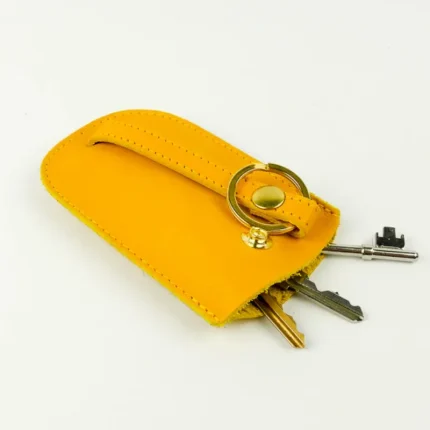Yellow Leather Bell Key Holder