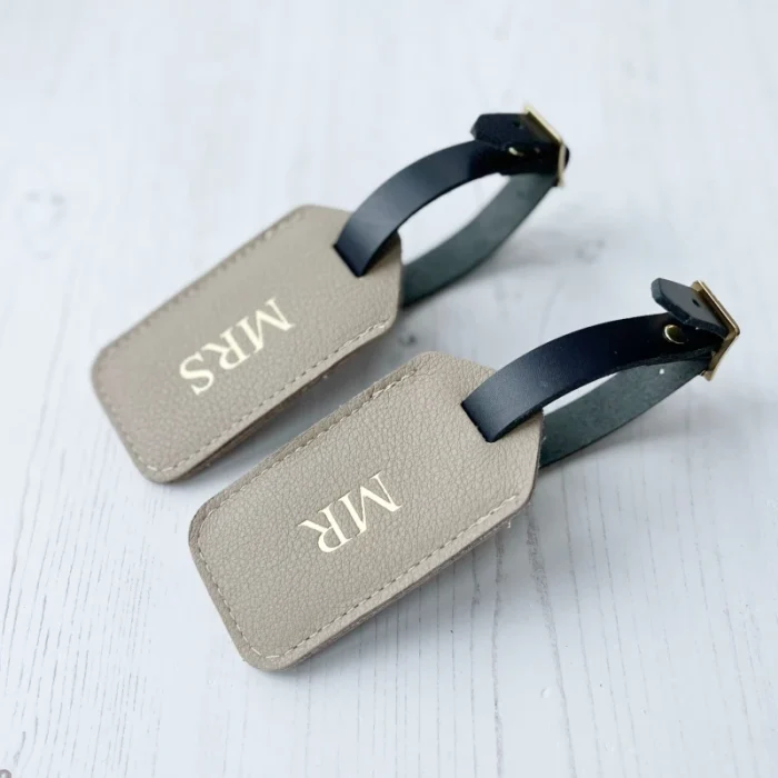 Leather Luggage Tag (Taupe) - 2