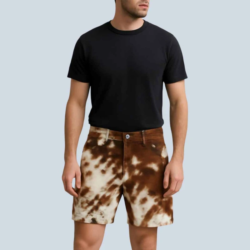 Men’s Hair-On-Hide Cowhide Leather Western Shorts – Custom Fit Men’s Hair-On-Hide Cowhide Leather Western Shorts – Custom Fit
