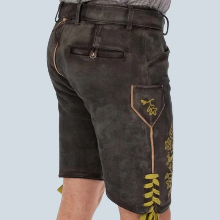 Traditional German Lederhosen Leather Shorts - Oktoberfest Costume For Men - 3