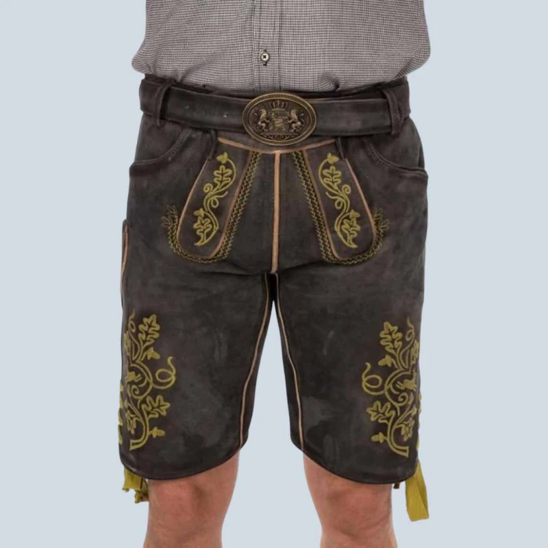 Traditional German Lederhosen Leather Shorts - Oktoberfest Costume For Men Traditional German Lederhosen Leather Shorts - Oktoberfest Costume For Men