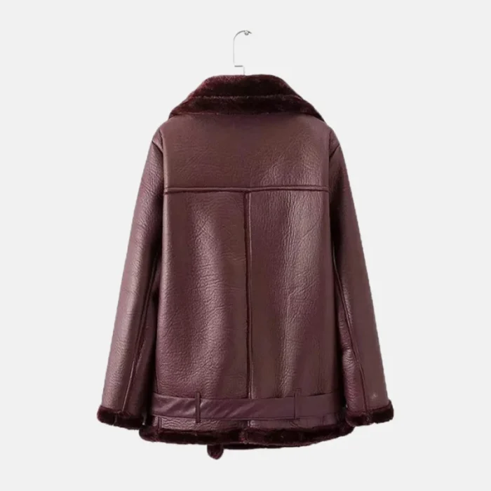 Women'S Black Faux Shearling Parka Aviator Jacket - 5