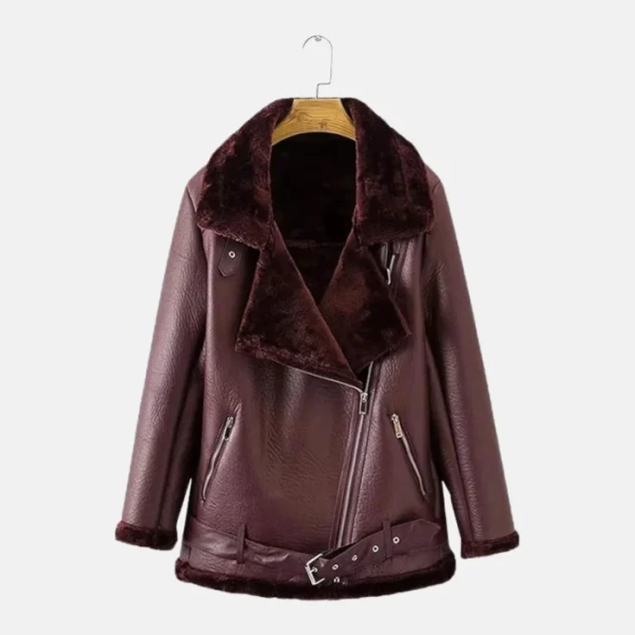 Women'S Black Faux Shearling Parka Aviator Jacket - 6
