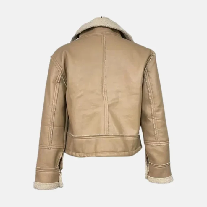 Women'S Faux Shearling Sherpa Moto Bomber Aviator Jacket - 4