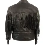Black Diamond Fringe Tassel Leather Motorcycle Jacket