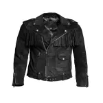 Men's Black Fringe Suede Leather Biker Jacket