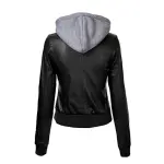 Black Lambskin Leather Hooded Biker Jacket