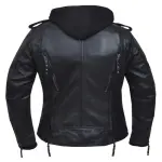 Black Lambskin Leather Hooded Motorcycle Jacket
