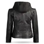Black Lambskin Leather Jacket With Removable Hood