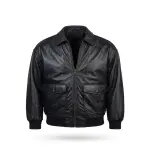 Men's Black Leather A-2 Flight Bomber Jacket