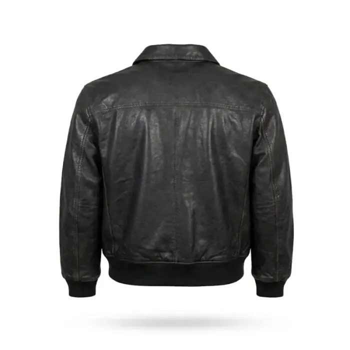 Black Real Leather A-2 Flight Bomber Jacket