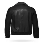 Black Real Leather Aviator Jacket With Shearling Collar