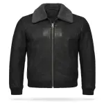 Real Leather Aviator Jacket With Shearling Collar