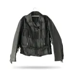 Men's Black Real Leather Fringed Biker Jacket