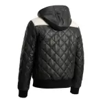 Brecken Diamond Quilted Leather Hooded Bomber Jacket