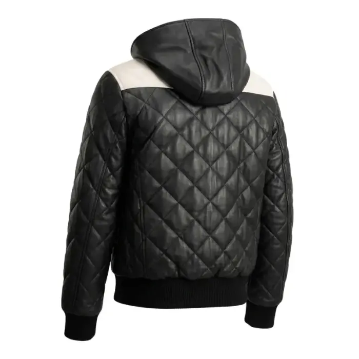 Brecken Diamond Quilted Leather Hooded Bomber Jacket