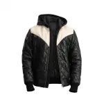 Brecken Quilted Leather Hooded Bomber Jacket