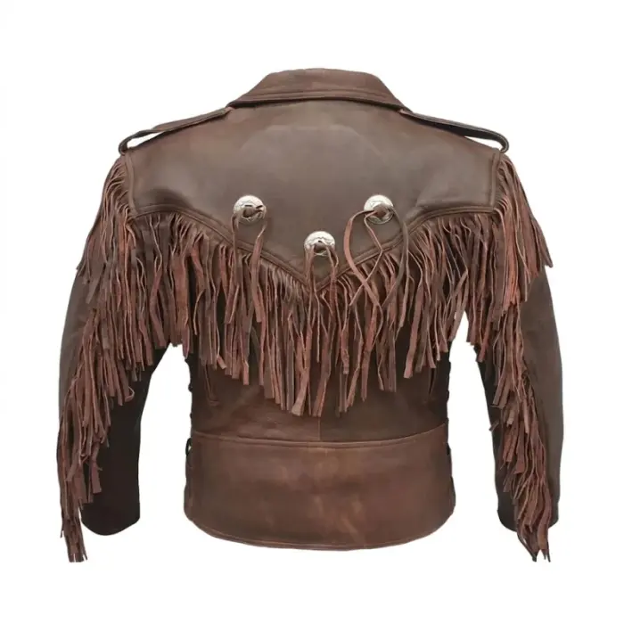 Brown Genuine Cowhide Leather Moto Jacket