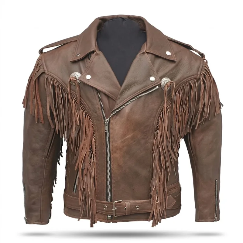 Brown Genuine Cowhide Leather Moto Jacket Men’s Brown Genuine Cowhide Leather Moto Jacket