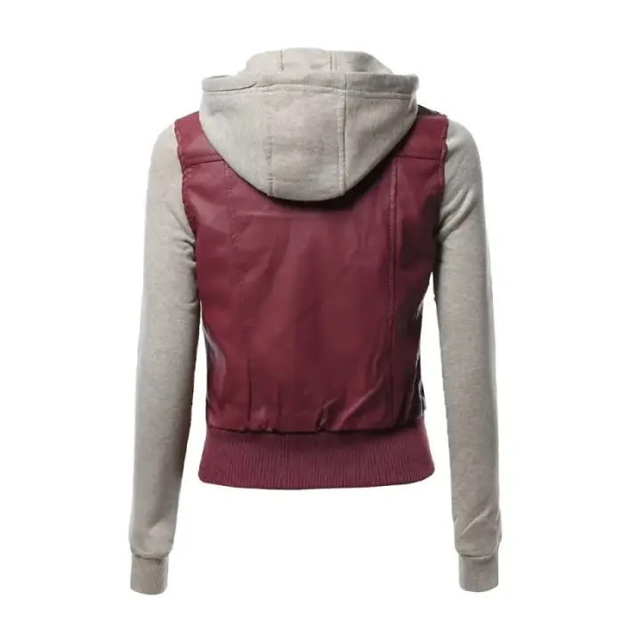 Brown Sheepskin Leather Jacket With Hood