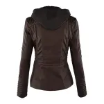 Brown Sheepskin Leather Jacket With Removable Hood