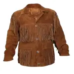 Men’s Brown Suede Leather Fringe Jacket