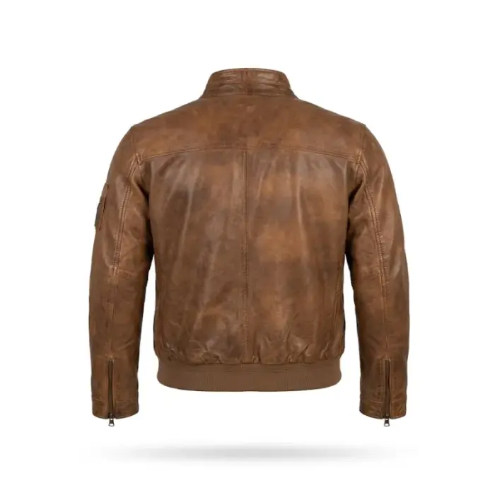 Cognac Brown Genuine Leather Flight Bomber Jacket