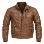 Men's Cognac Brown Lambskin Leather A-2 Flight Jacket