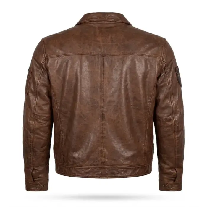 Cognac Brown Leather Air Force Patches Aviator Jacket
