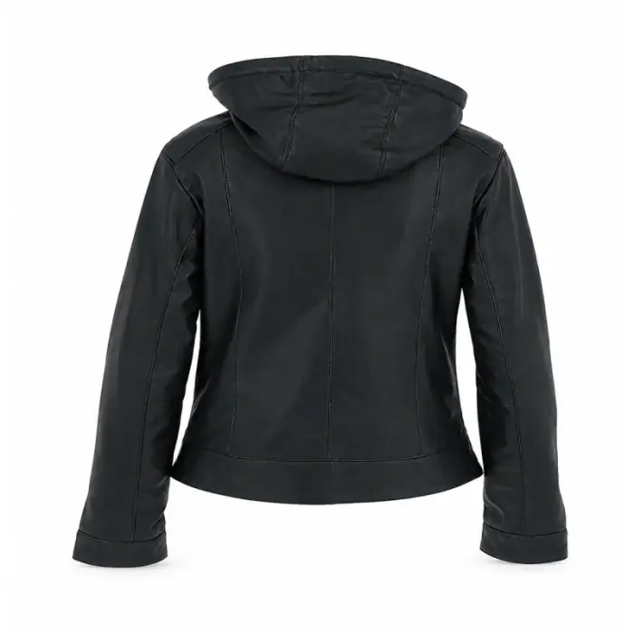Cowhide Leather Jacket With Detachable Hood