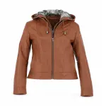 Cowhide Leather Jacket With Detachable Hood