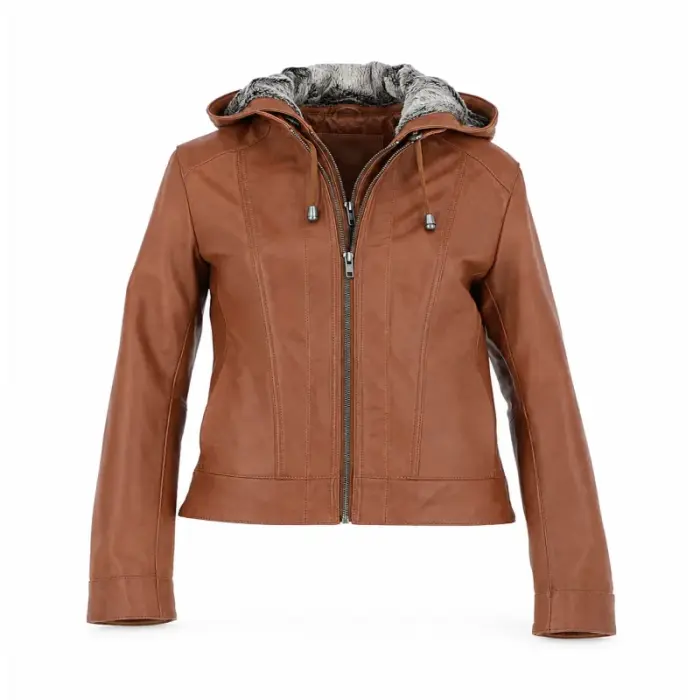 Cowhide Leather Jacket With Detachable Hood