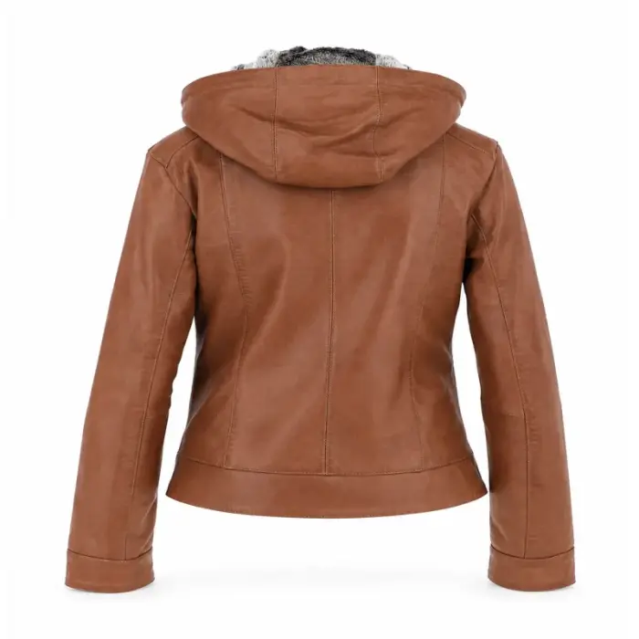 Cowhide Leather Jacket With Detachable Hood
