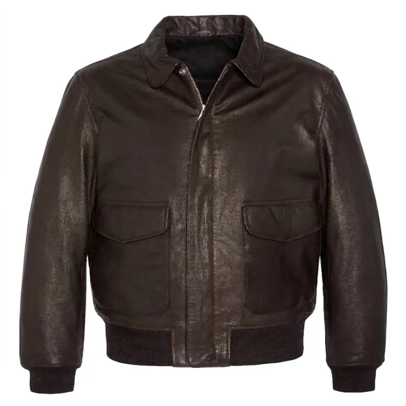 Dark Brown Leather A-2 Flight Bomber Jacket Men’s Dark Brown Leather A-2 Flight Bomber Jacket