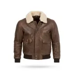 Lambskin Leather Aviator Jacket With Shearling Collar