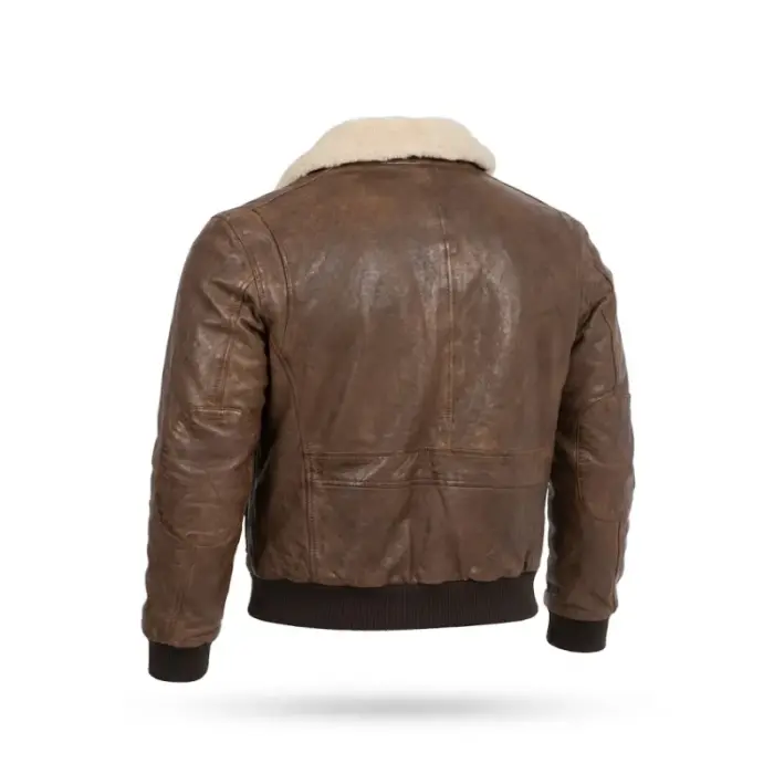 Lambskin Leather Aviator Jacket With Shearling Collar