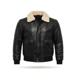 Lambskin Leather Aviator Jacket With Shearling Collar