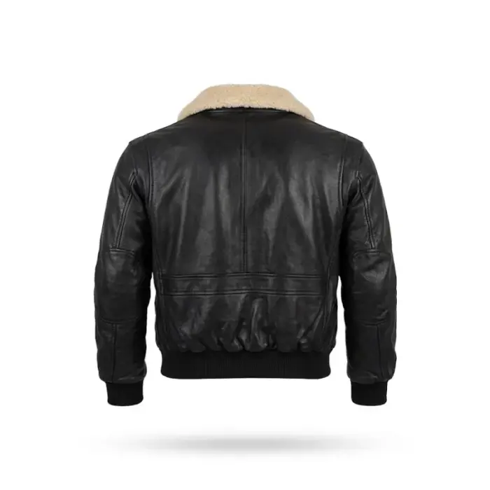 Lambskin Leather Aviator Jacket With Shearling Collar
