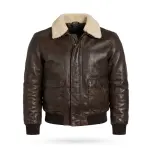 Men’s Lambskin Leather Aviator Jacket With Shearling Collar